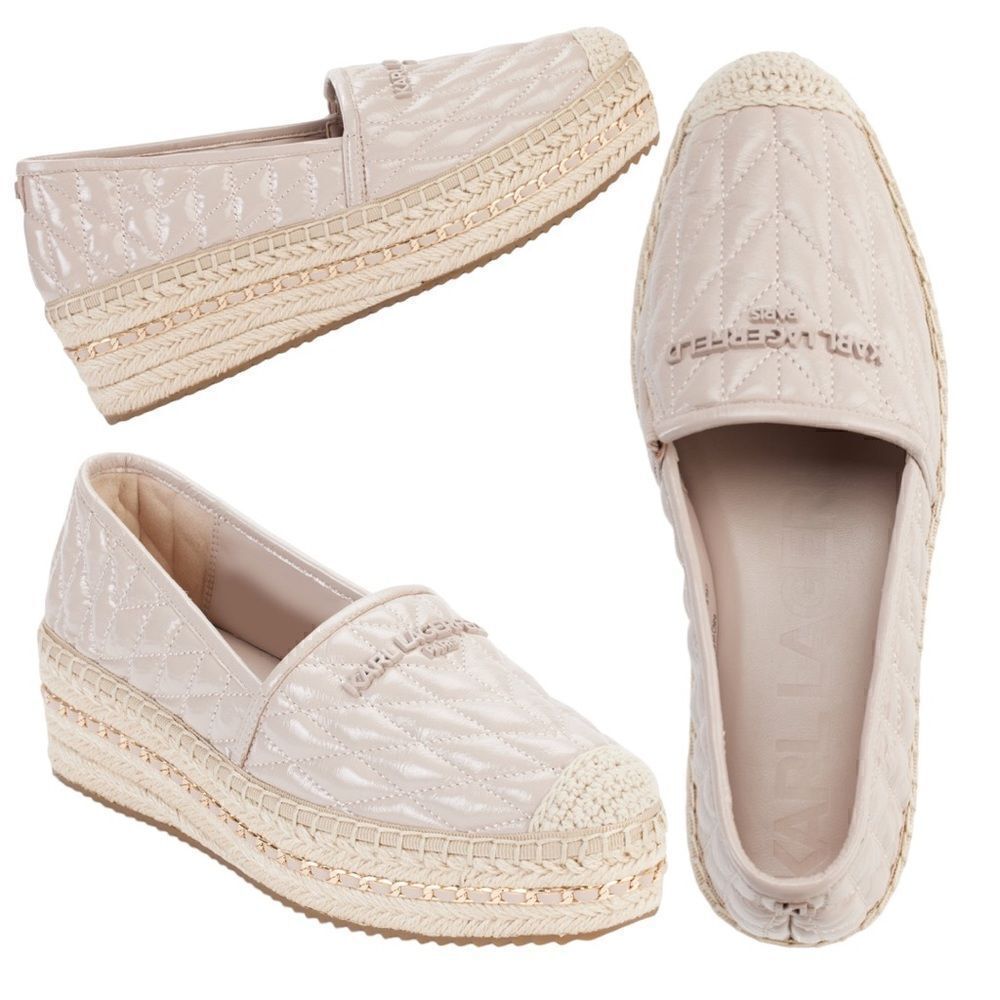 KARL LAGERFELD PARIS Women's Desta Slip-On Espadrille Platform Flats in Size 9.5